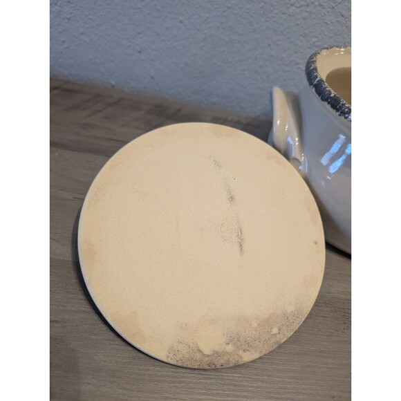 Home & Garden Party Snowman Stoneware Bean Pot w/ Lid 2001 Hand Made USA 8” - Picture 7 of 10